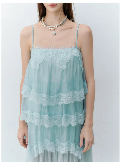 Ethereal Layered Ruffle Camisole &amp; Midi Skirt Set