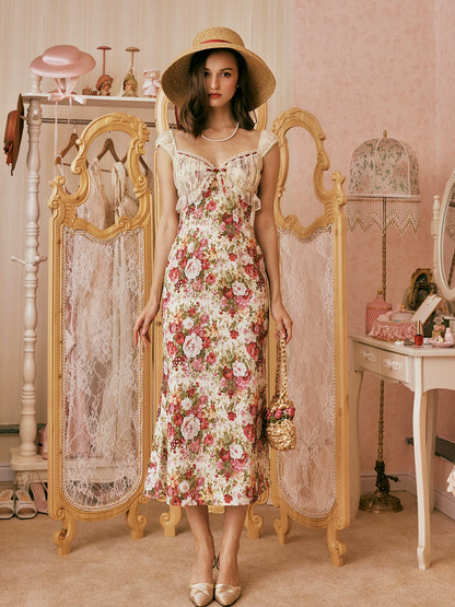 Vintage Romantic All-Over Peony Textured Dress