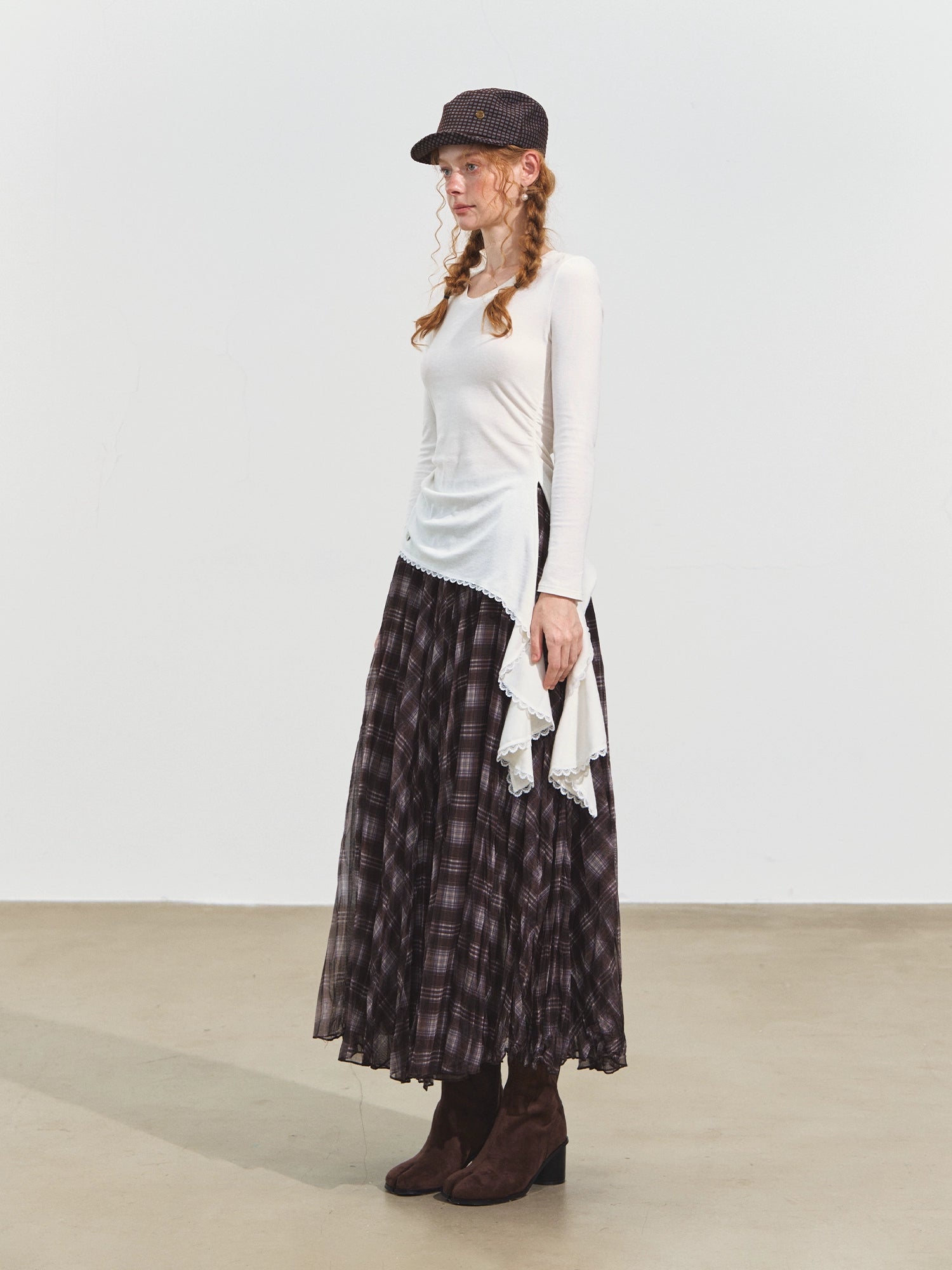 Asymmetric Ruched Sweetheart Neck T-Shirt