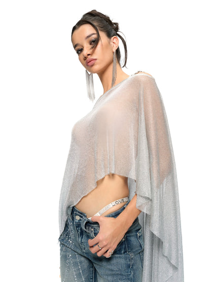 Silver Iridescent Thread Beach Cape