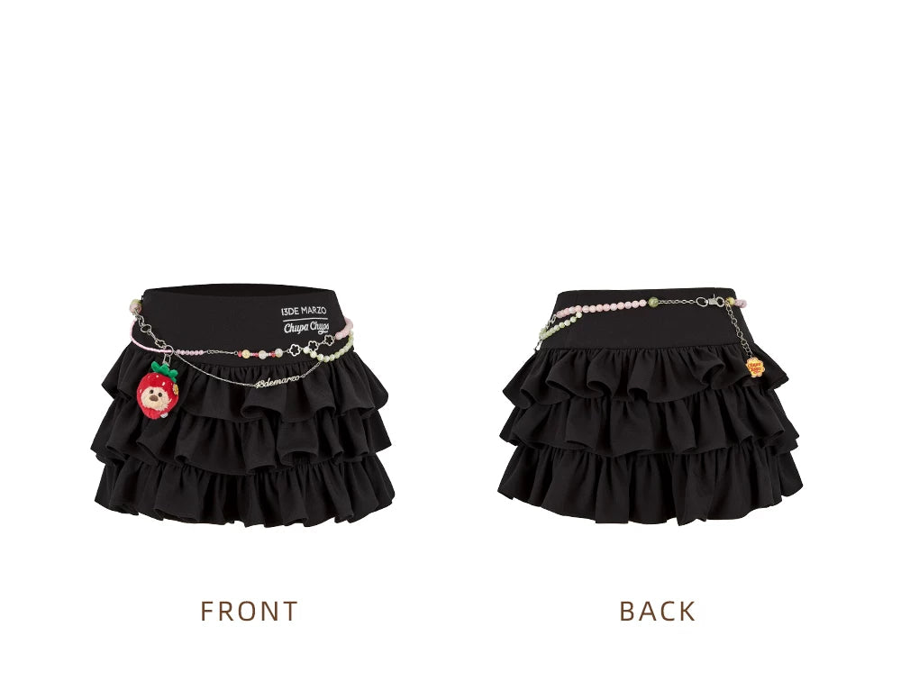 13DE MARZO Layered Tulle Ruffle Mini Skirt
