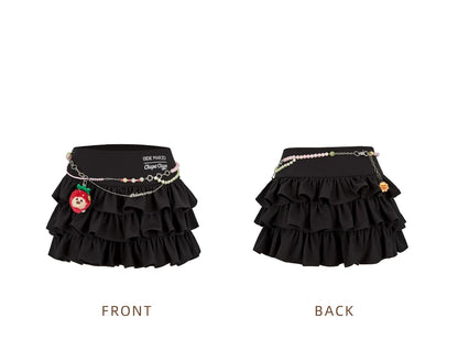 13DE MARZO Layered Tulle Ruffle Mini Skirt