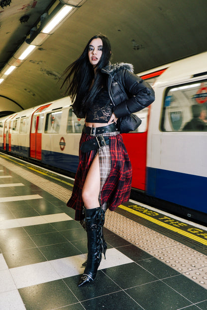 Cracked Leather High-Heel Tall Boots