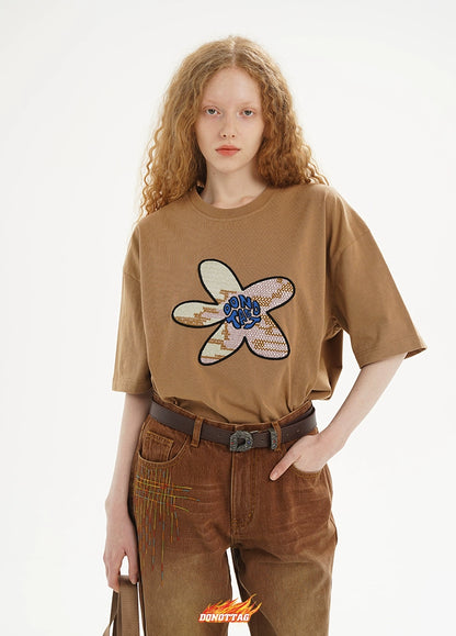 Flower Printed Oversized T-shirt - CHINASQUAD