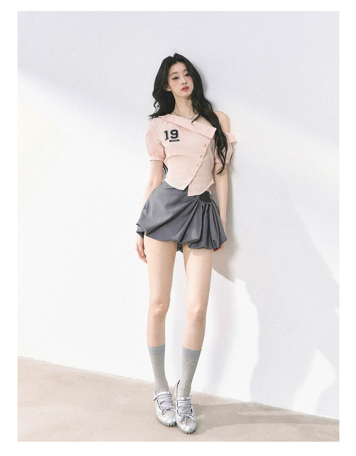 American-Style High-Waist Bubble Mini Skirt