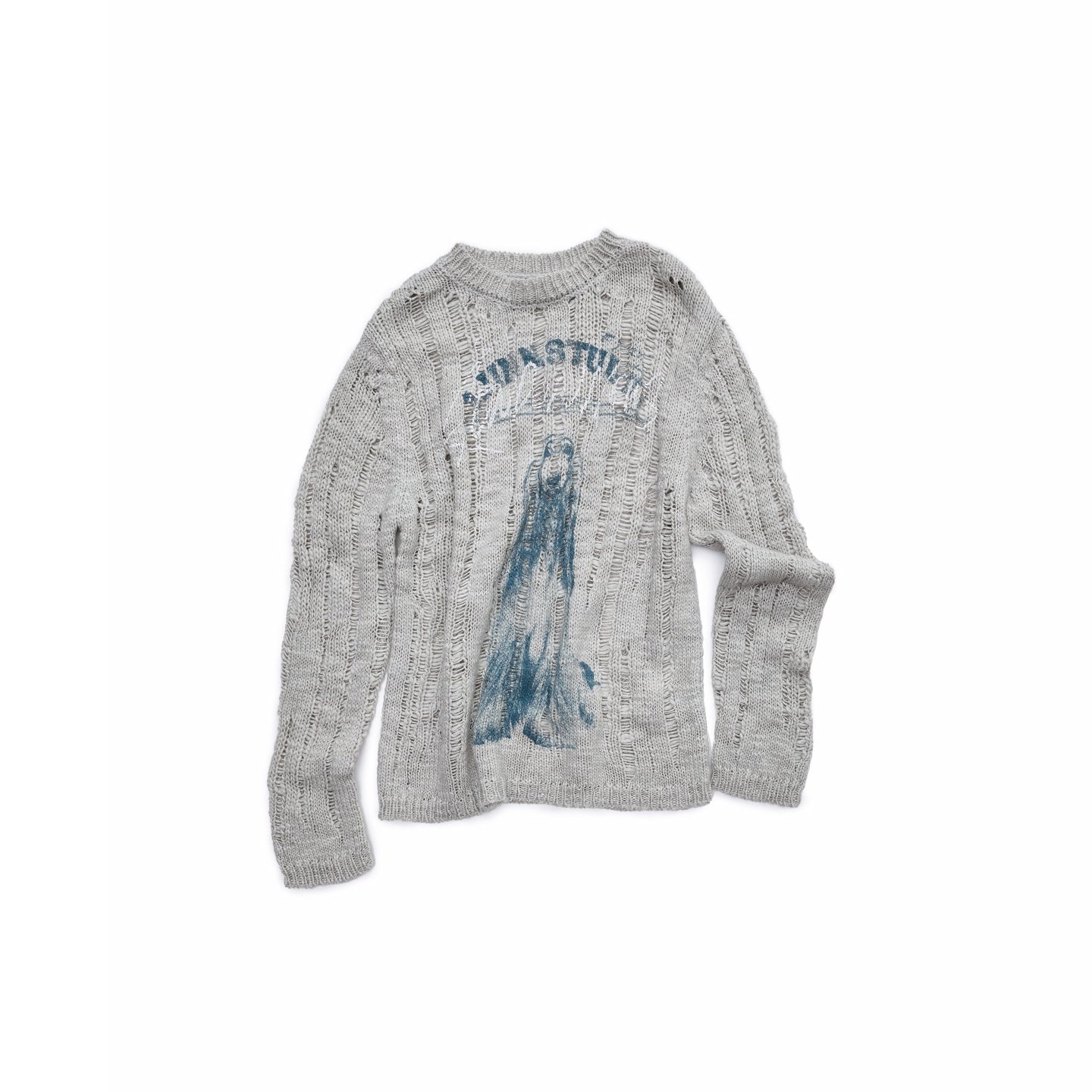 Icelandic Animal Pattern Open-Knit Sweater