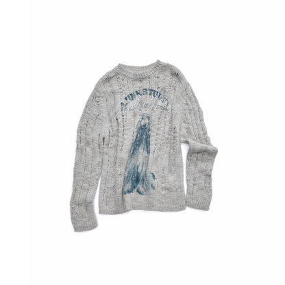 Icelandic Animal Pattern Open-Knit Sweater