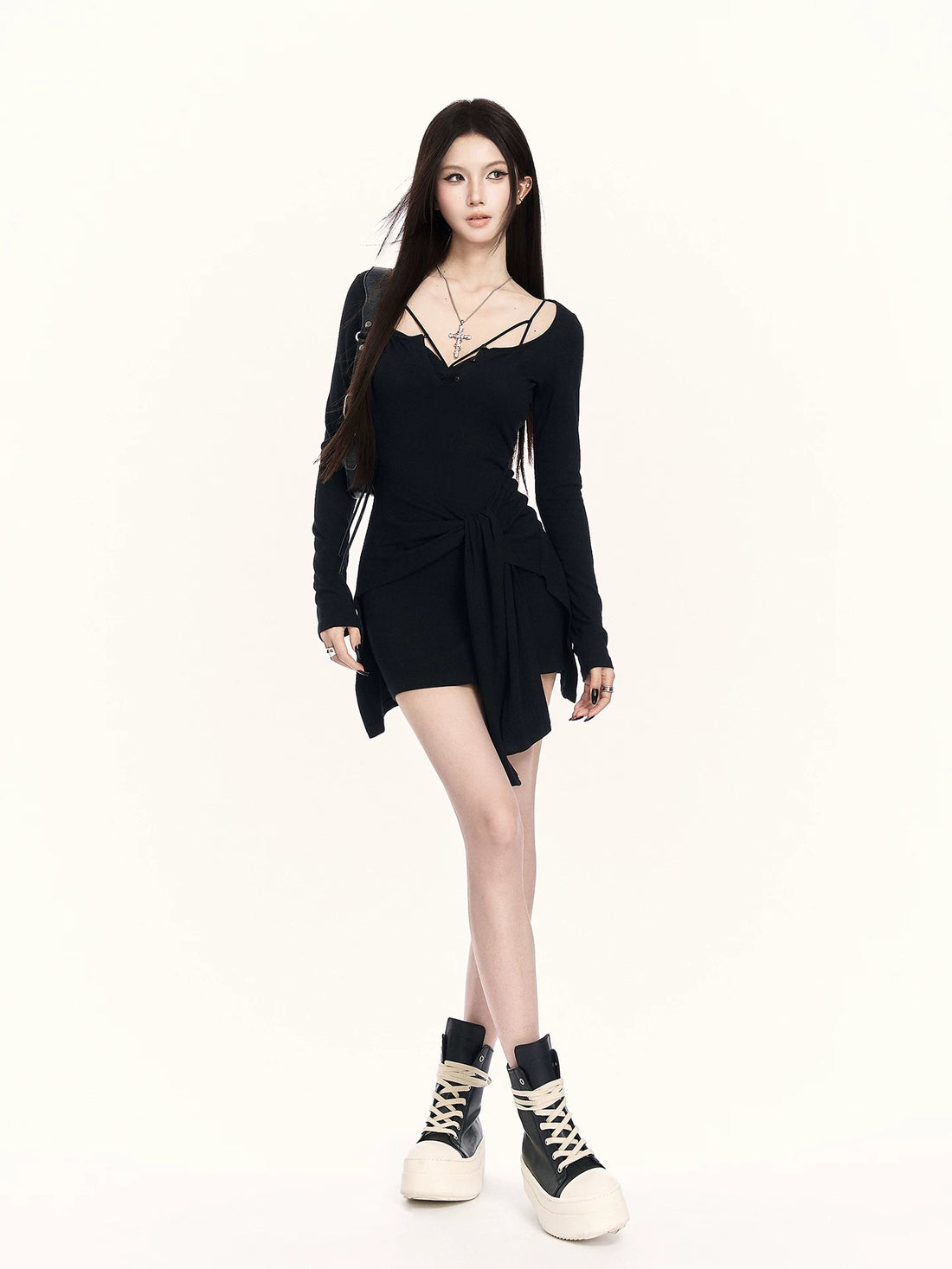 Faux Two-Piece Knit Bodycon Dress