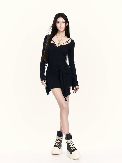 Faux Two-Piece Knit Bodycon Dress