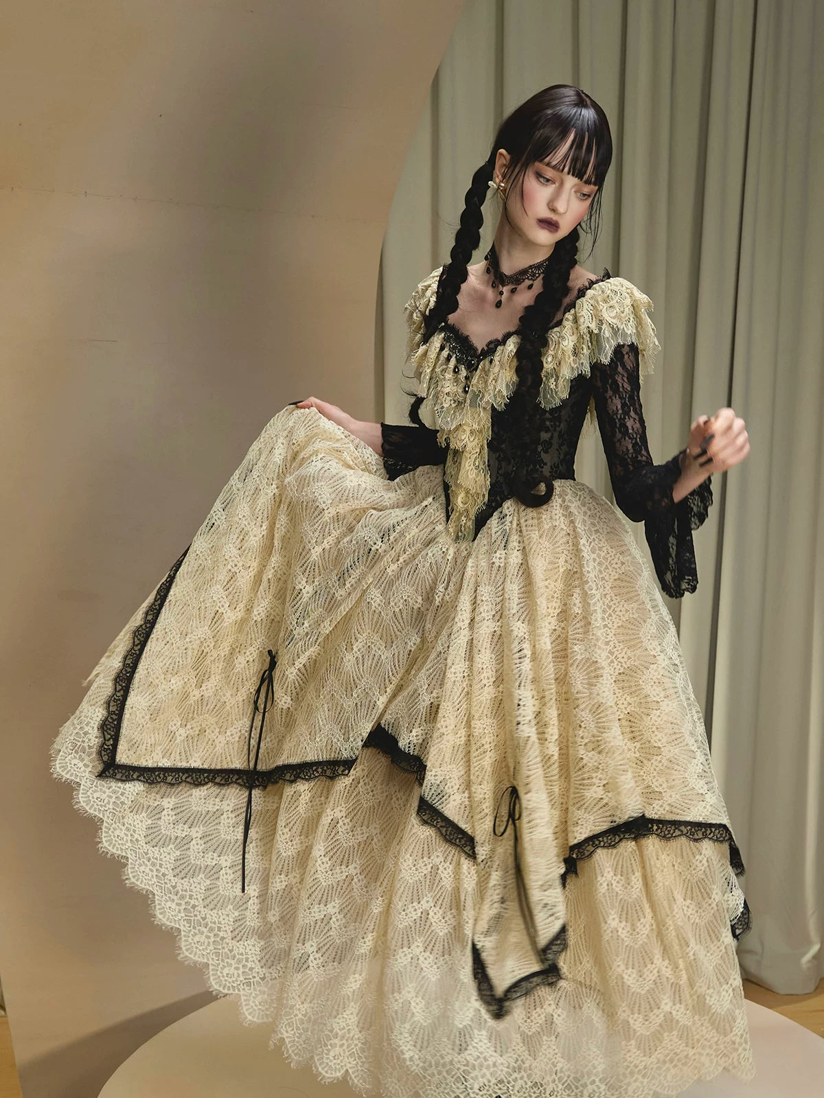 Lacemade Wednesday Vintage Corset Waist Evening Dress Black / Xs