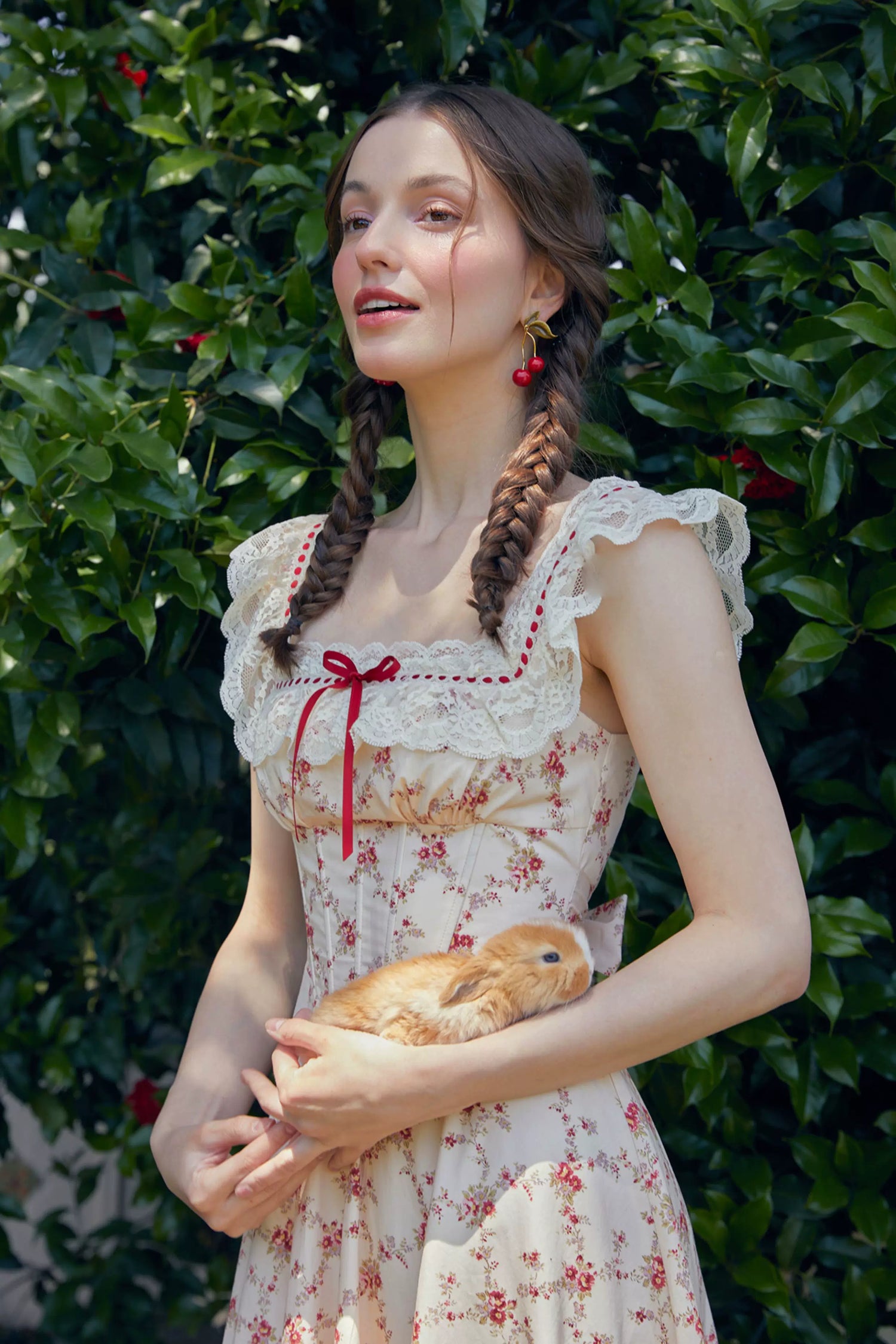 Pastoral Lace Corset Square-Neck Dress