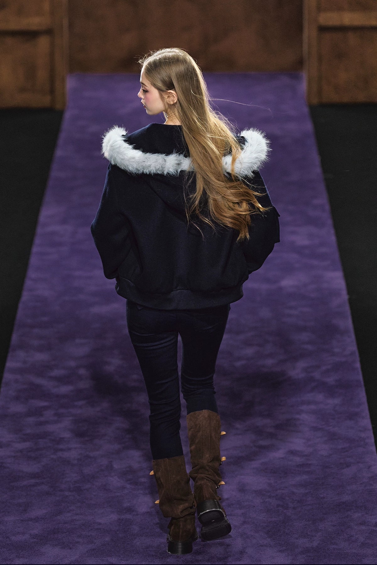 Wool-Blend Faux Fur Hooded Fleece Two-Piece Set