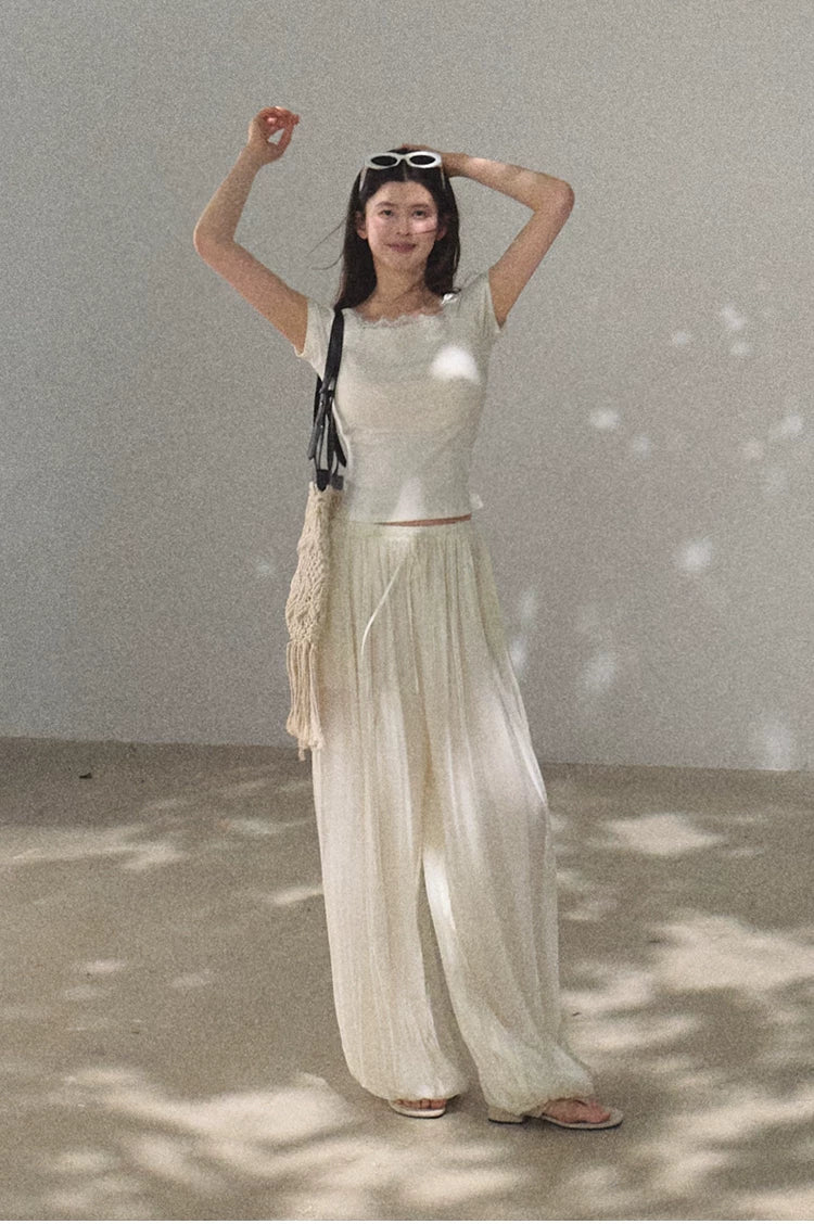Silk-Blend Relaxed Wide-Leg Trousers