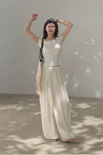 Silk-Blend Relaxed Wide-Leg Trousers