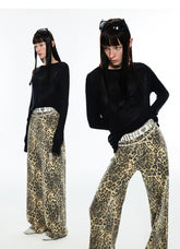 Leopard Print Straight-Leg Pants - CHINASQUAD