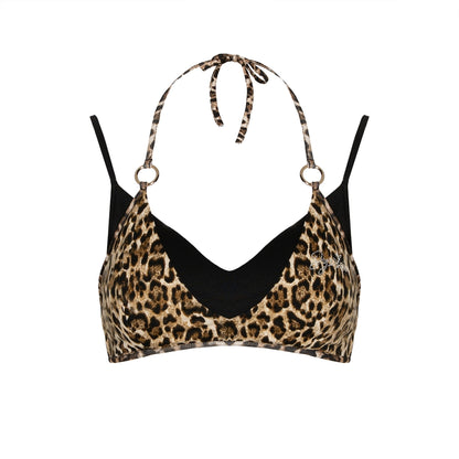 Joséi Leopard Strappy Halter Bra