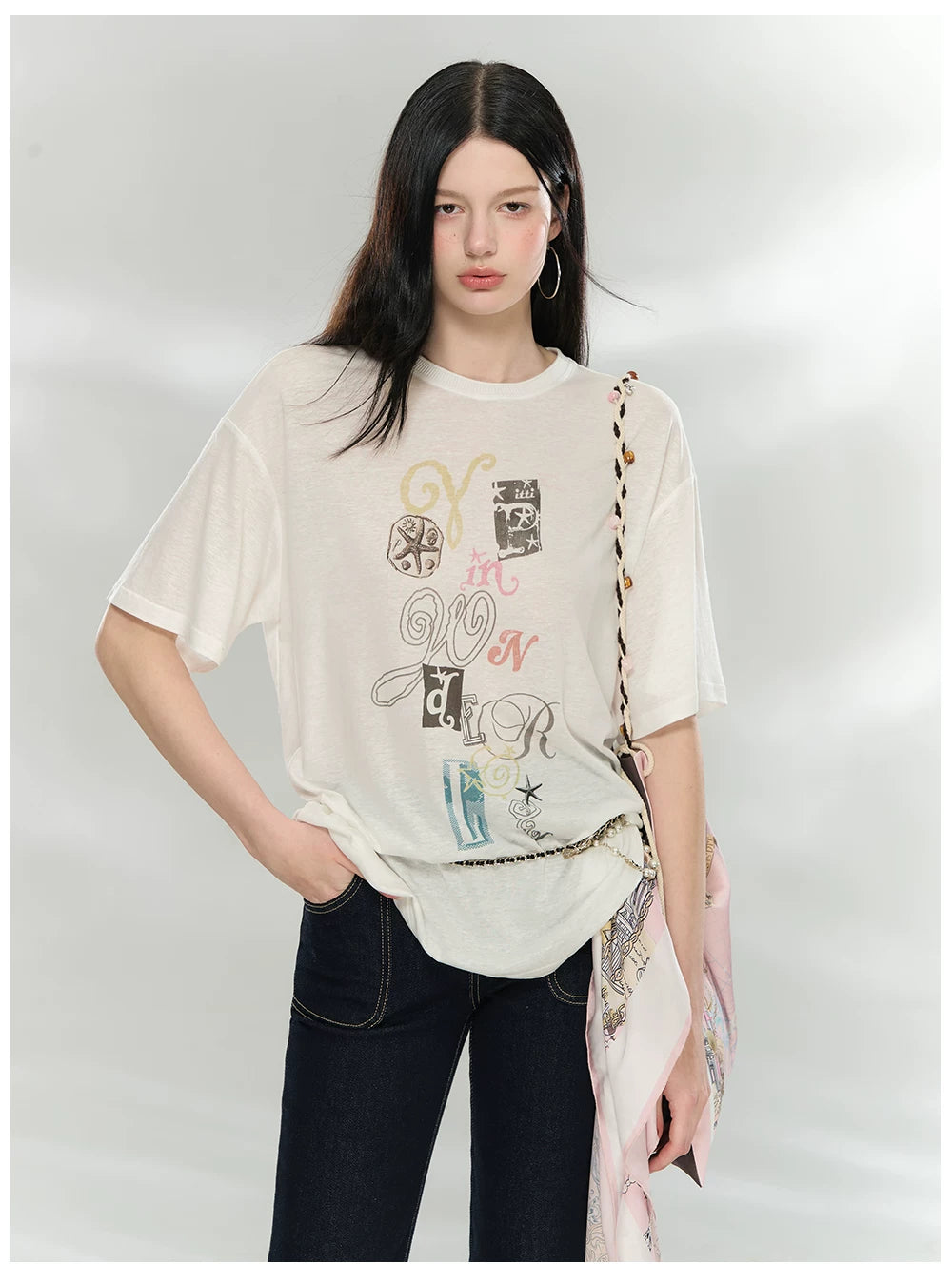 Oversized Printed Linen-Blend T-Shirt