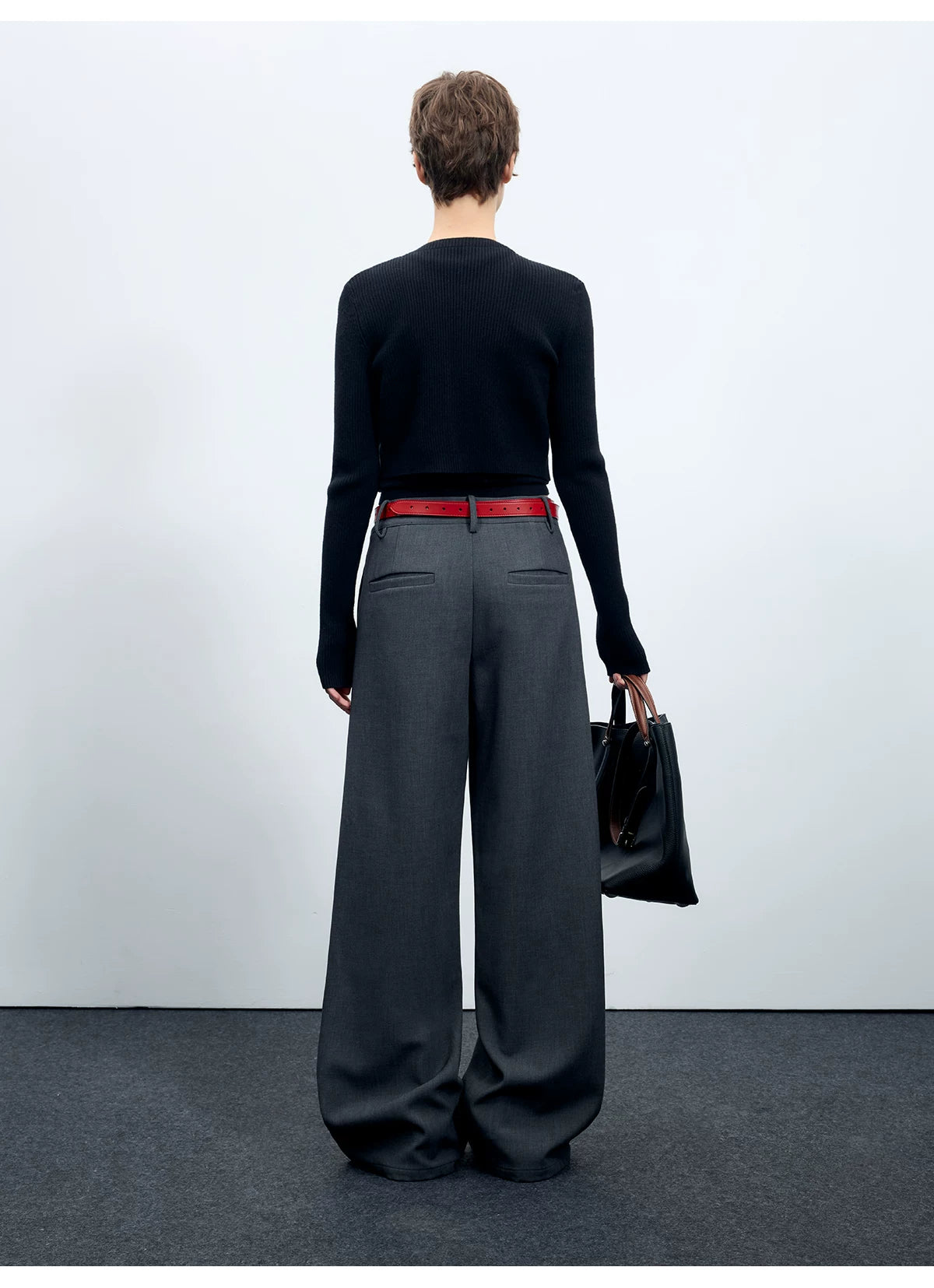 Wool-Blend Sculpted Curved-Leg Tailored Trousers
