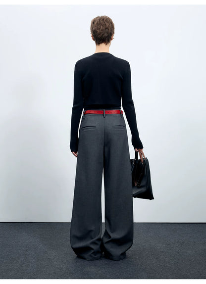 Wool-Blend Sculpted Curved-Leg Tailored Trousers