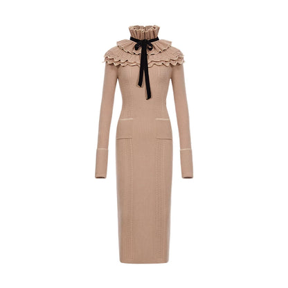 High-Neck Knit Maxi Dress