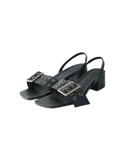 One-Line Square-Toe PU Sandals