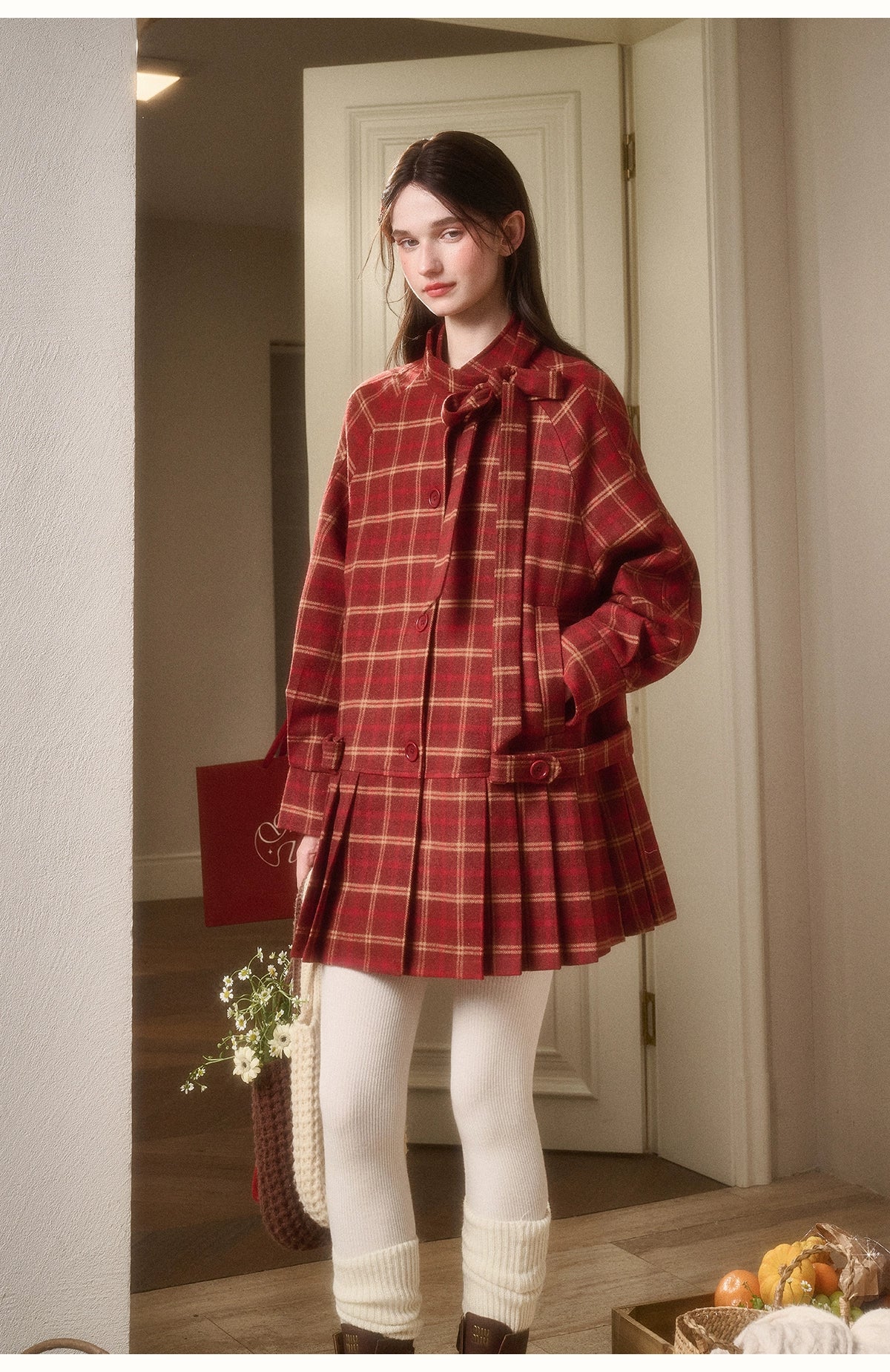 Cosagach Plaid Wool Coat