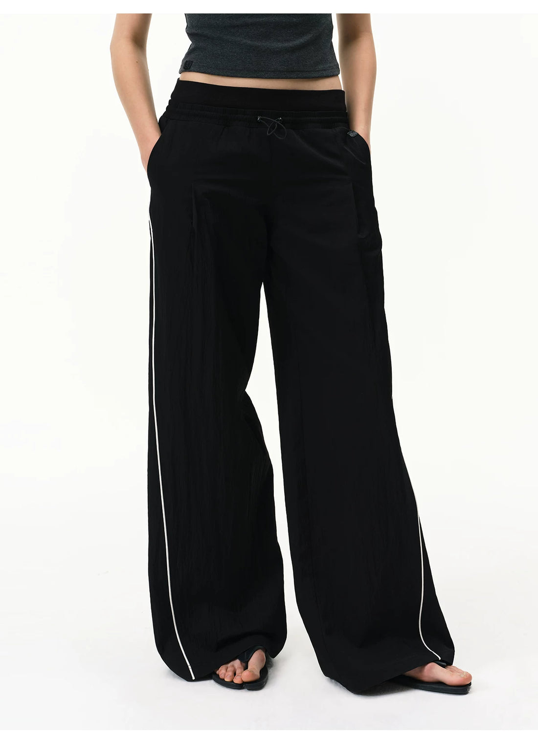 Cooling Lyocell Double-Waistband Wide-Leg Pants