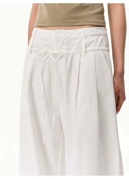 Lyocell Linen Drawstring Barrel-Leg Pants