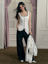 Black Bead-Embellished Wide-Leg Pants - CHINASQUAD