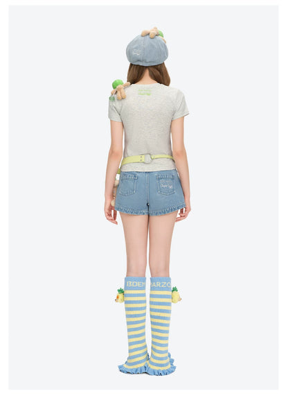 Chupa Chups Chain Detail Denim Beret
