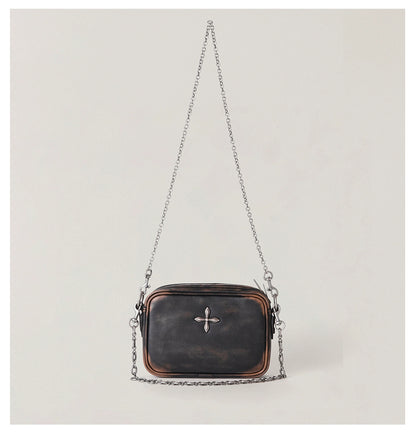 Compass Badge Leather Chain Bag (Small)