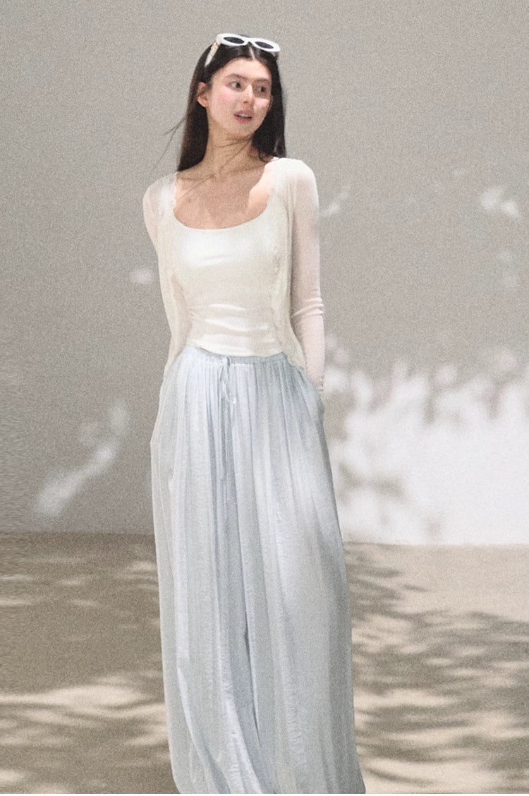 Silk-Blend Relaxed Wide-Leg Trousers
