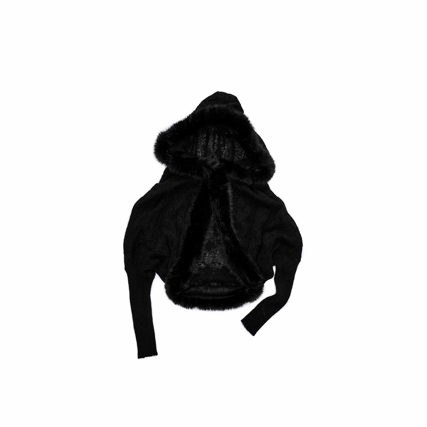 Vintage Mohair-Blend Fur-Trim Knit Cardigan