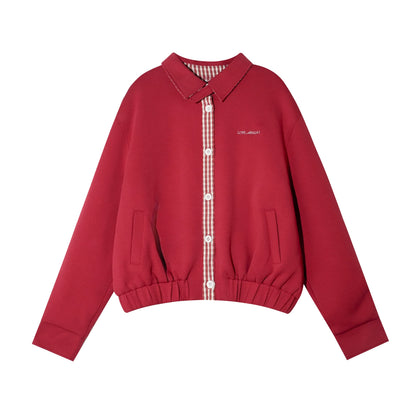 Miu-Style Plaid Patchwork Jacket