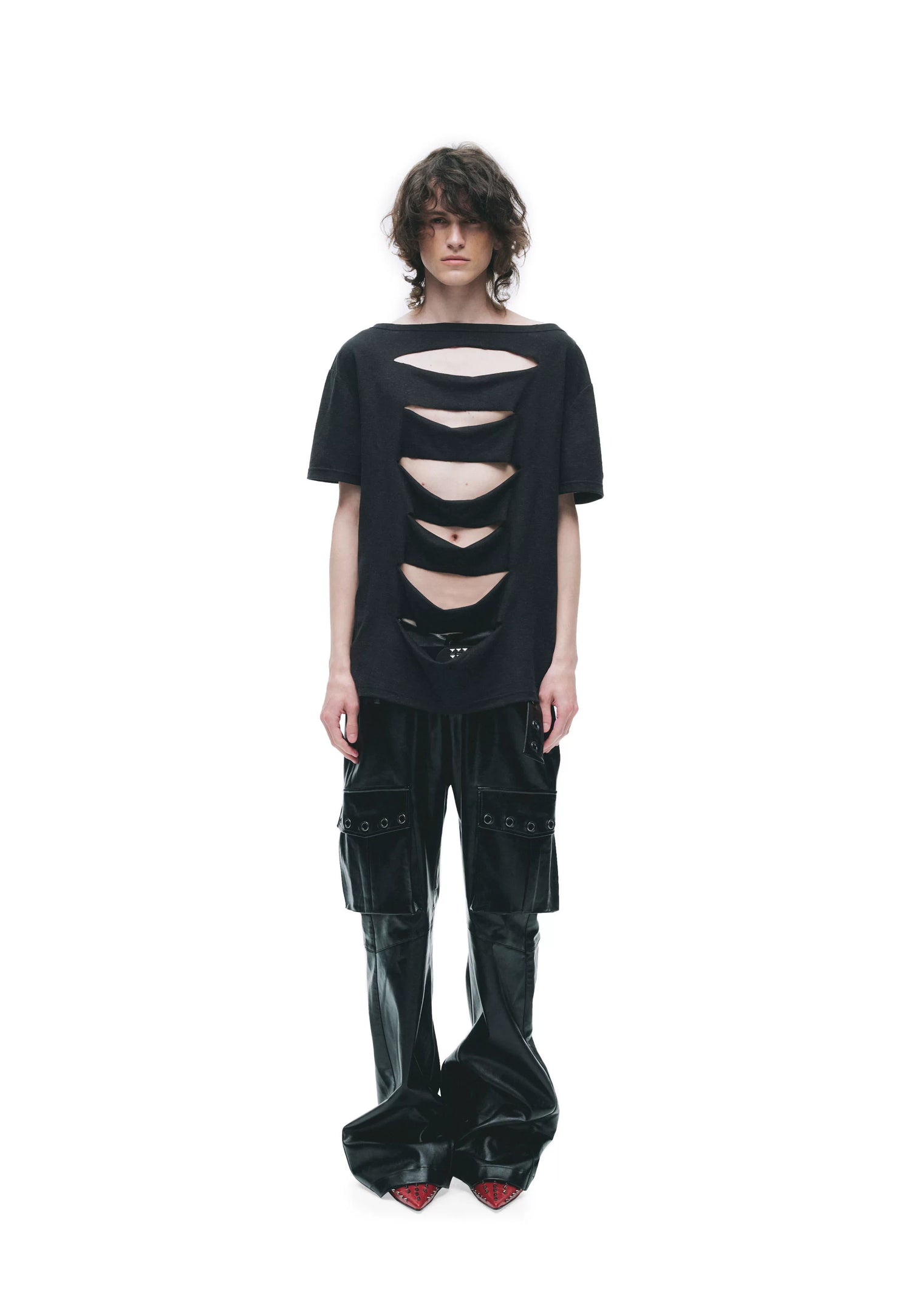 Laser-Burn Punk Graphic Oversized T-Shirt