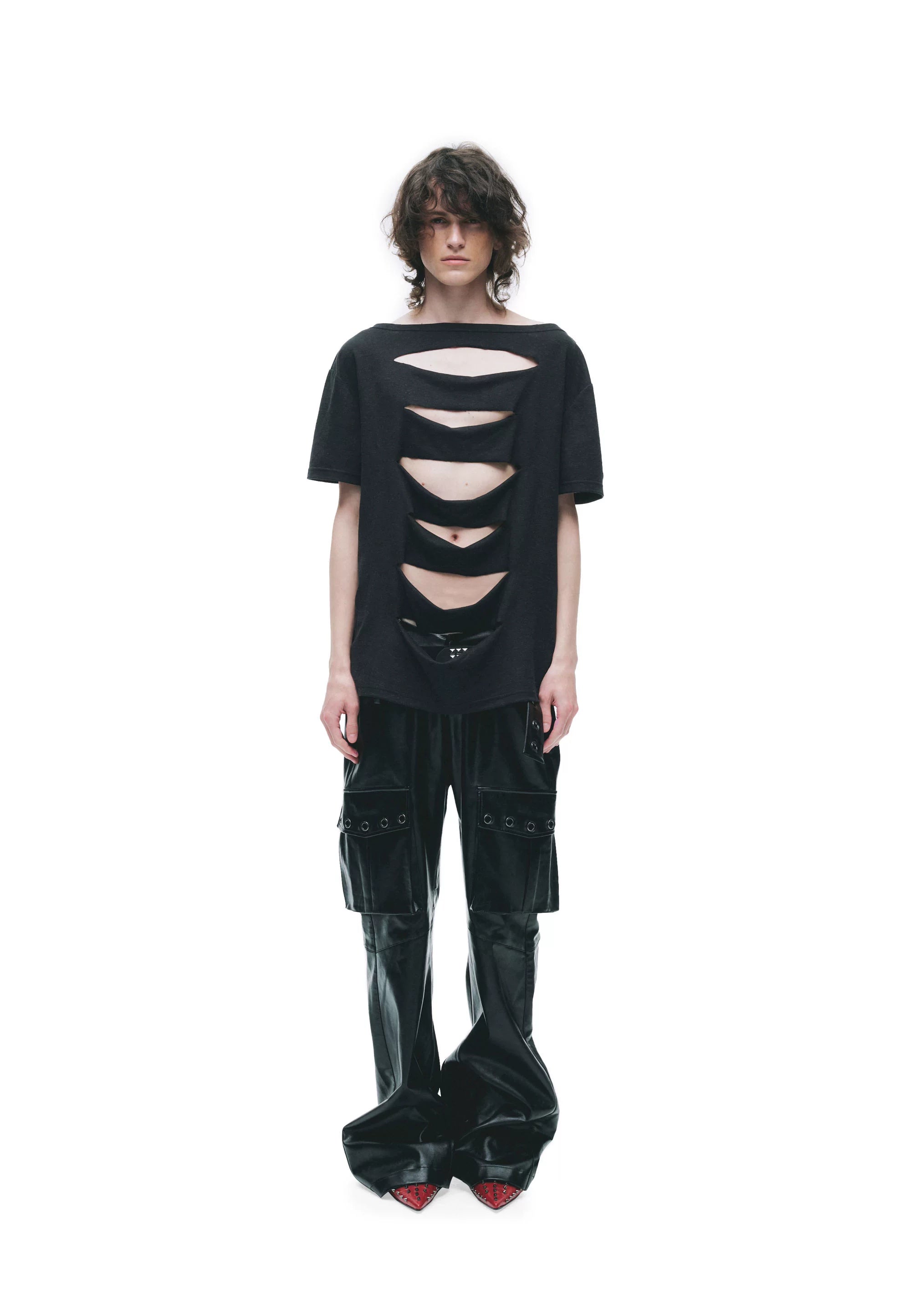 Laser-Burn Punk Graphic Oversized T-Shirt