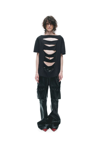 Laser-Burn Punk Graphic Oversized T-Shirt