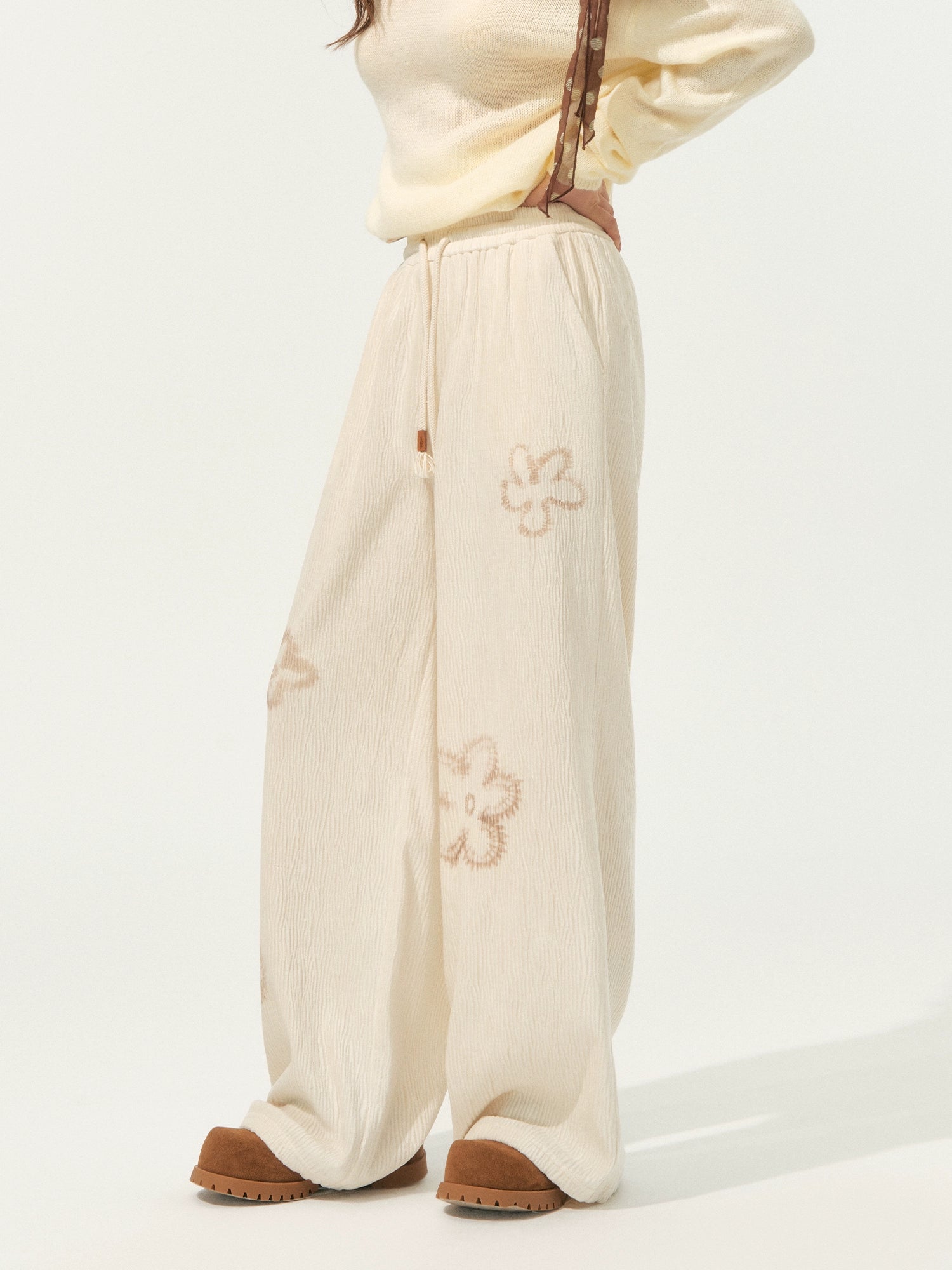 Floral Pleated Drawstring Pants - CHINASQUAD