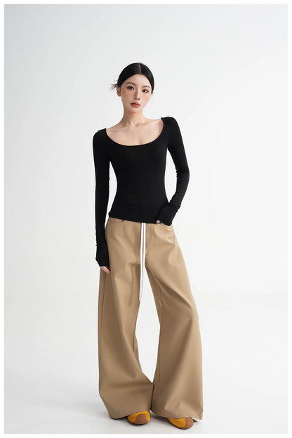 Panel Wide-Leg Floor-Length Trousers