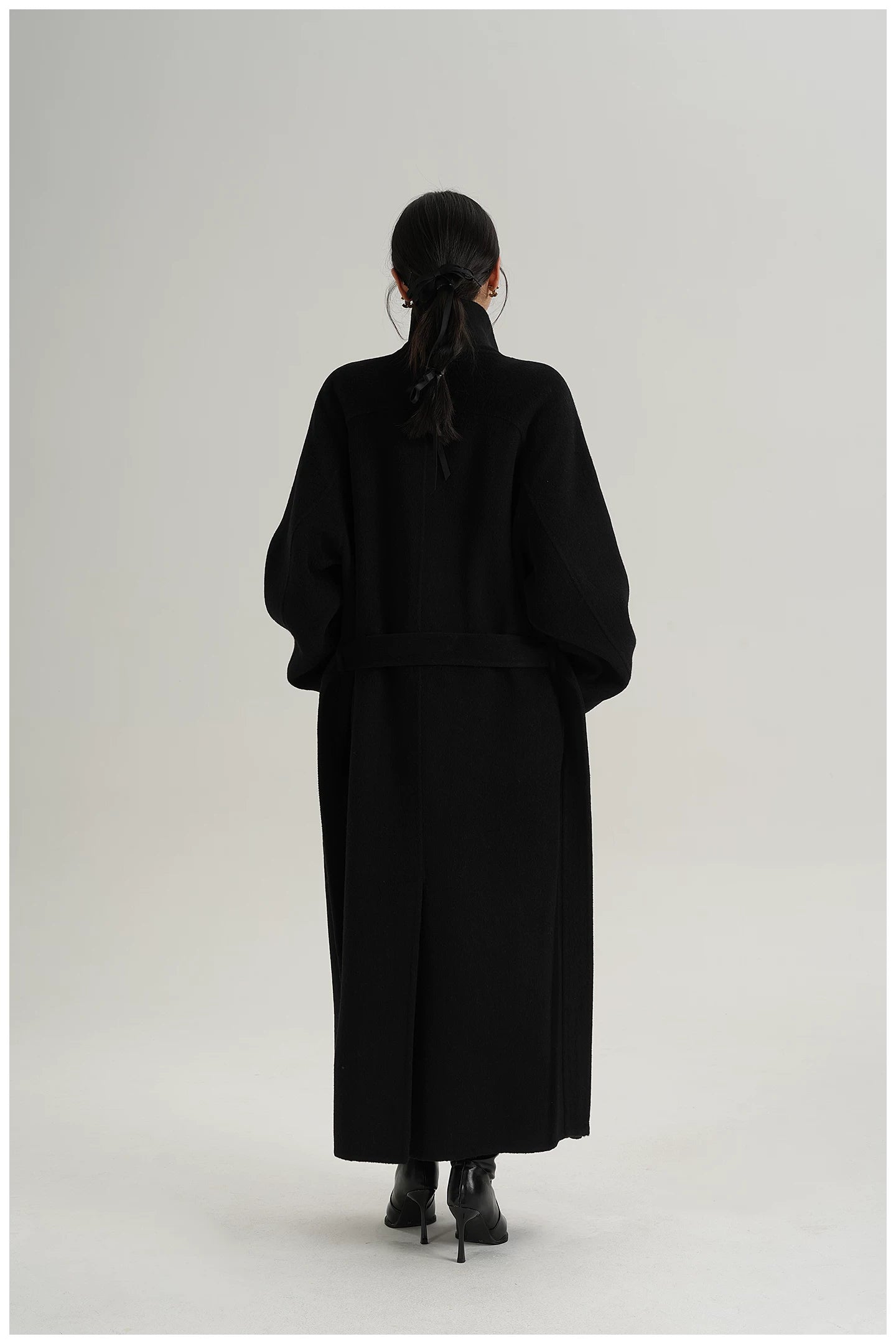 Armor-Collar Long Wool Coat