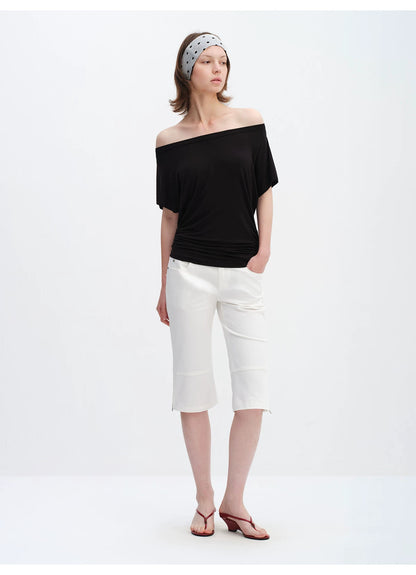 Vintage Capri Low-Rise Slim Flared Cropped Pants