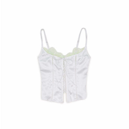 Lace-Panel Faux Layered Satin Corset