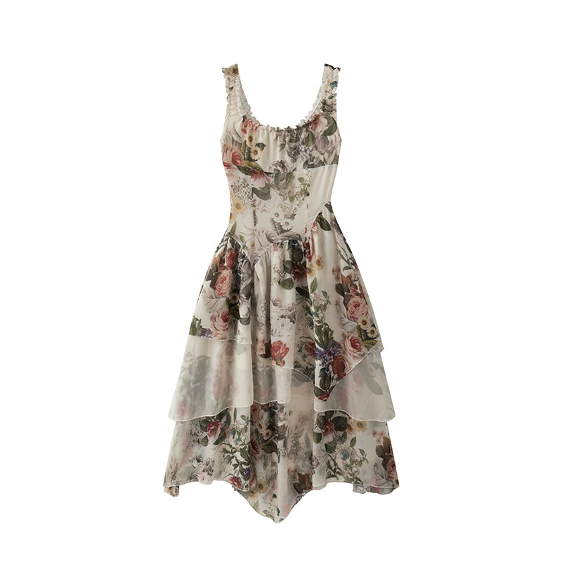 Square Neck Floral Dress