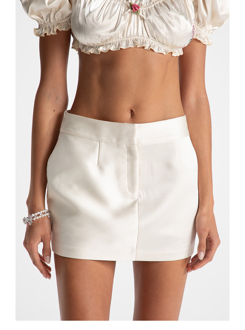Black &amp; Off-white Elle Satin Mini Skirt - CHINASQUAD