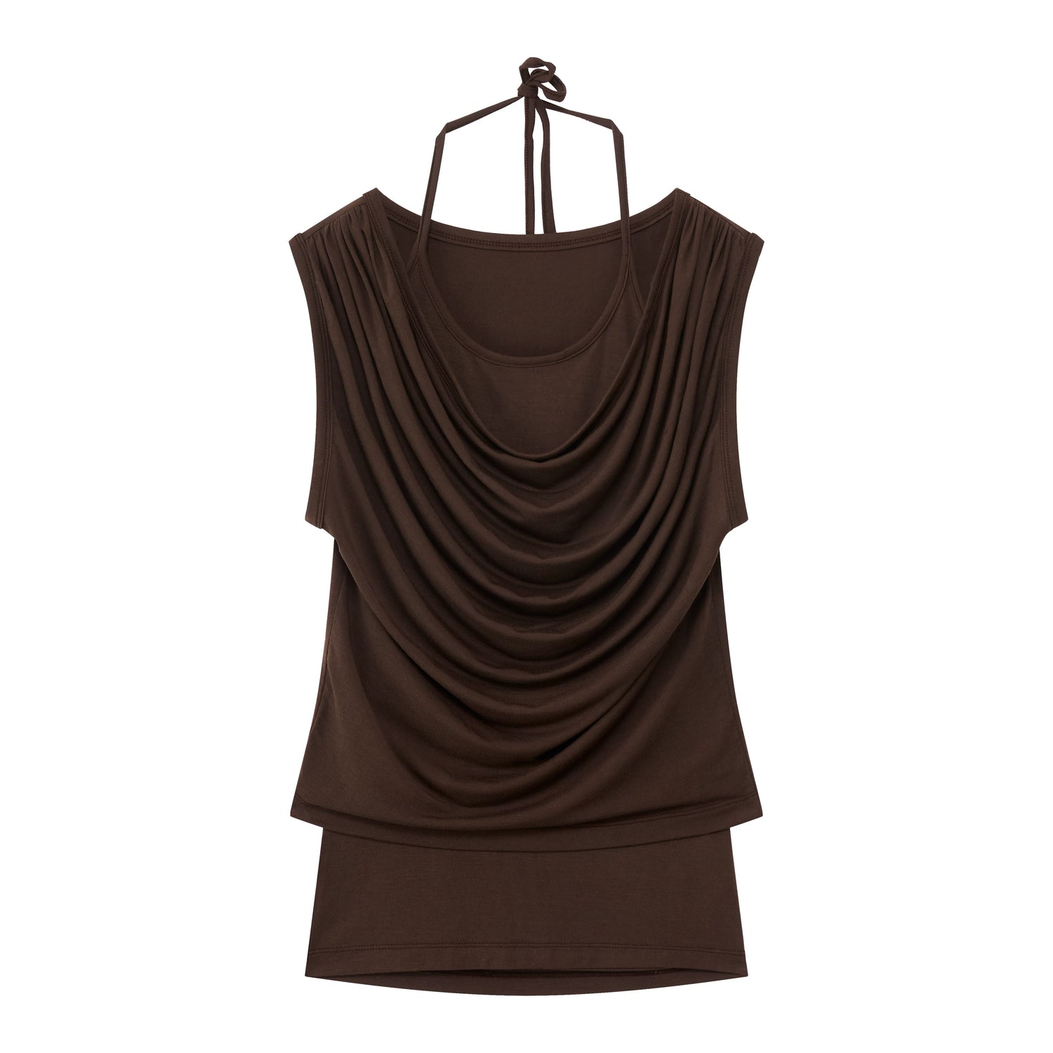 Layered Modal Off-Shoulder Draped T-Shirt