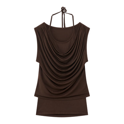 Layered Modal Off-Shoulder Draped T-Shirt