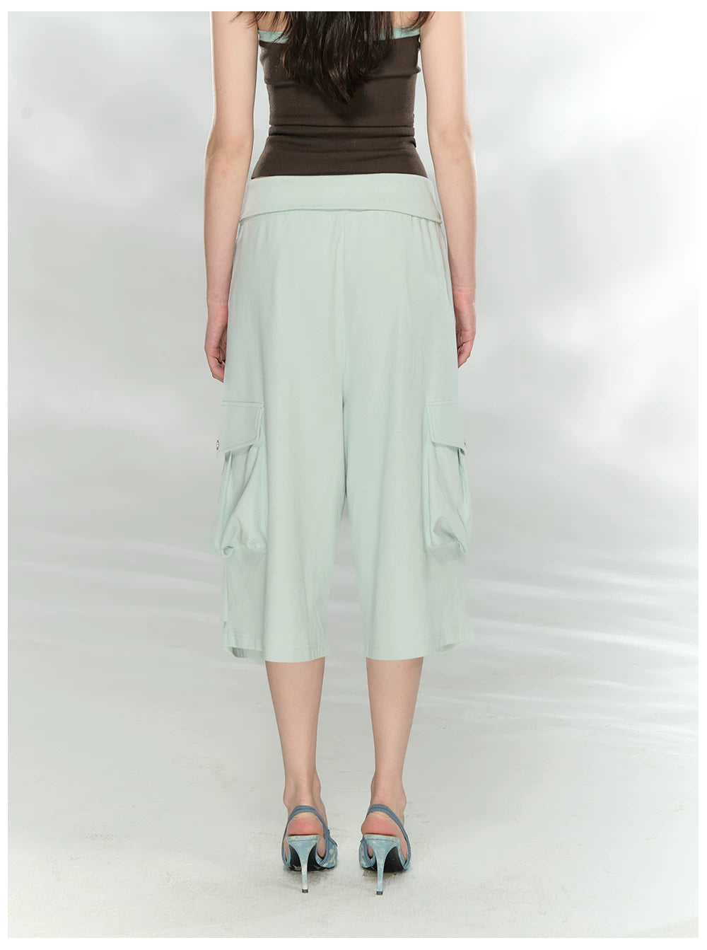 Waffle Knit Cargo Cropped Trousers