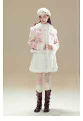 Plaid Patchwork Plush Short Coat - CHINASQUAD