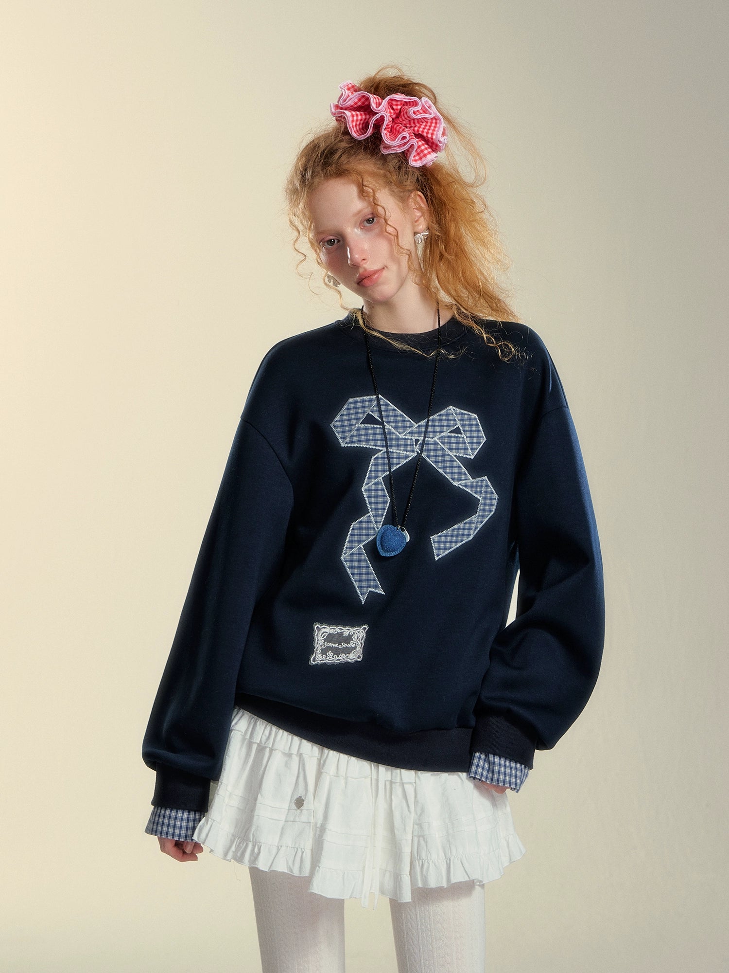 Embroidered Origami Bow Sweatshirt