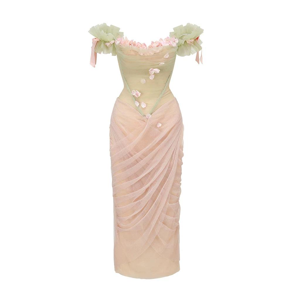 French Gentle Corset Strapless Gown Dress